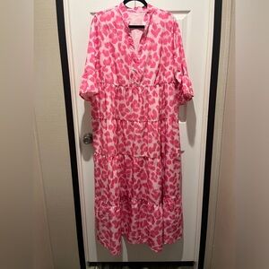 SHEIN pink leopard print leopard dress size 1XL 14